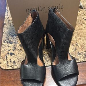 Gentle Souls Black Open-Toe Heels